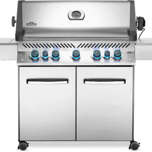 Napoleon Prestige 665 Freestanding Gas Grill with Infrared Rear Burner and Infrared Side Burner and Rotisserie Kit