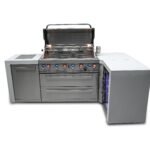 Mont Alpi 805 Deluxe Stainless Steel Island Grill with Fridge Cabinet, 90 Degree Corner, 6-Burner, Infrared Burners - MAi805-D90FC