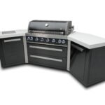 Mont Alpi 805 Black Stainless Steel BBQ Grill Island with 45-Degree Angled Corners