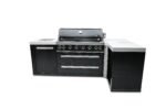 Mont Alpi 805 Deluxe Propane Gas Island Grill with Infrared Side Burner & Rotisserie Kit - Black Stainless Steel