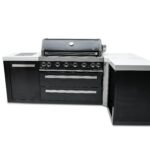 Mont Alpi 805 Deluxe Propane Gas Island Grill with Infrared Side Burner & Rotisserie Kit - Black Stainless Steel