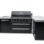 Mont Alpi 805 Deluxe Propane Gas Island Grill - Black Stainless Steel with Refrigerator Cabinet MAi805-BSS90FC