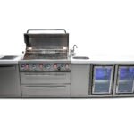 Mont Alpi Deluxe Island Grill with Beverage Centre, Refrigerator Cabinet, Infrared Side Burner, and Rotisserie Kit - MAi805-DBEVFC