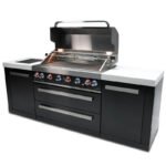 Mont Alpi 805 Black Stainless Steel 6 Burner With Side Burner - Image 2
