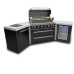 Mont Alpi 805 Black Stainless Steel BBQ Grill Island with 45-Degree Corners & Fridge Cabinet- MAi805-BSS45FC - Image 4