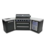 Mont Alpi 805 Black Stainless Steel BBQ Grill Island with 45-Degree Corners & Fridge Cabinet- MAi805-BSS45FC
