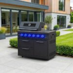 Riley Outdoor Kitchen 4 Burner Gas BBQ with Integrated Side Burner Modular Unit - Graphite Grey
