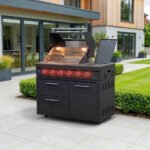 Riley Outdoor Kitchen 4 Burner Gas BBQ with Integrated Side Burner Modular Unit - Graphite Grey - Image 2