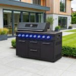 Riley Outdoor Kitchen 6 Burner Gas BBQ with Integrated Side Burner Modular Unit - Graphite Grey