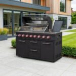 Riley Outdoor Kitchen 6 Burner Gas BBQ with Integrated Side Burner Modular Unit - Graphite Grey - Image 2