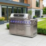 Stanley Outdoor Kitchen 6 Burner Gas BBQ with Integrated Side Burner Modular Unit - Stainless Steel