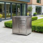Stanley Outdoor Kitchen Cupboard & Drawer with Sink & Tap Modular Unit - Stainless Steel