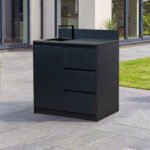 Oakley Outdoor Kitchen Cupboard & Triple Drawer with Sink & Foldable Tap Modular Unit - Graphite Grey
