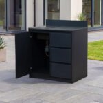 Oakley Outdoor Kitchen Cupboard & Triple Drawer with Sink & Foldable Tap Modular Unit - Graphite Grey - Image 2