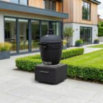 Riley Straight Outdoor Kitchen K-Pro 22 Kamado Charcoal Barbecue with Integrated Drawer Unit - Grey Steel