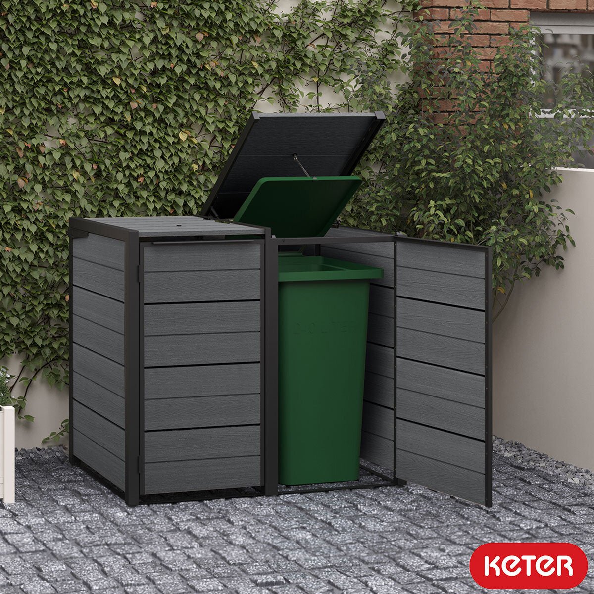 343664892510238 Keter Cortina Hide Away Bin Store (2 Sections) - Image 1